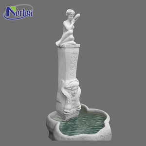 Gran decoración de jardín, talla de piedra, <span class=keywords><strong>estatuas</strong></span> de mujer romana, escultura de Ángel de mármol blanco, fuente de nivel para cuadrado - Product Image 5