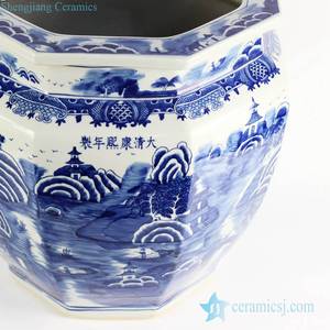 RYLU101 jardinière en céramique <span class=keywords><strong>dynastie</strong></span> <span class=keywords><strong>Qing</strong></span> période de l'empereur Kangxi peinture à la main antique porcelaine bleue et blanche grand extérieur - Product Image 2
