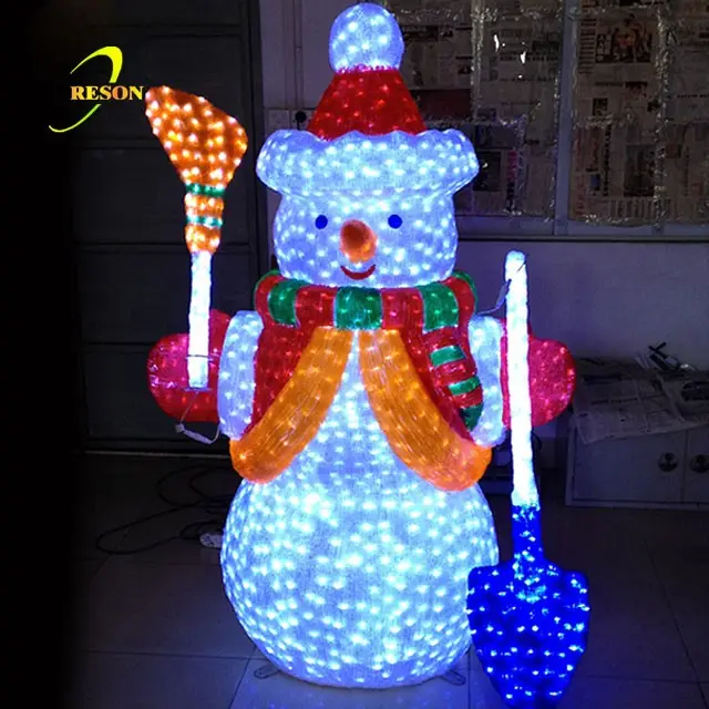 Уличное Рождественское украшение, освещенный металлический Рождественский снеговик