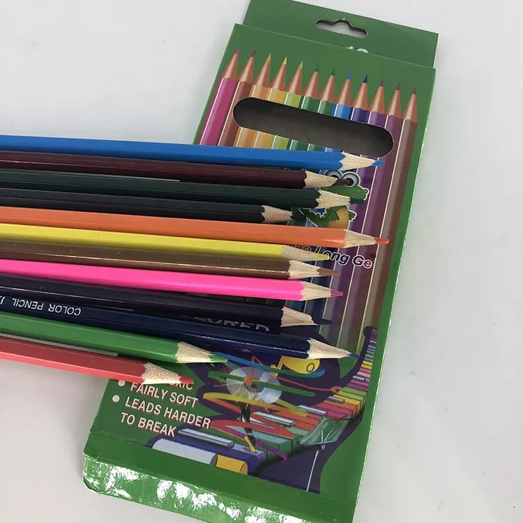卸売り高品質プラスチックセット三角子供用色鉛筆12色