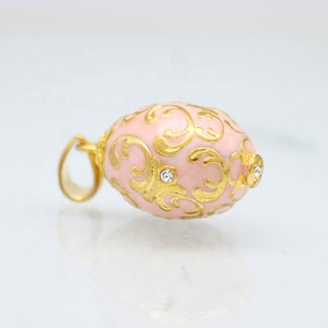 Joyería de las mujeres de Metal chapado en oro de moda de las niñas hechas a mano esmalte de Color ruso collar día de Pascua, <span class=keywords><strong>huevo</strong></span> de Fabergé <span class=keywords><strong>colgante</strong></span> - Product Image 4