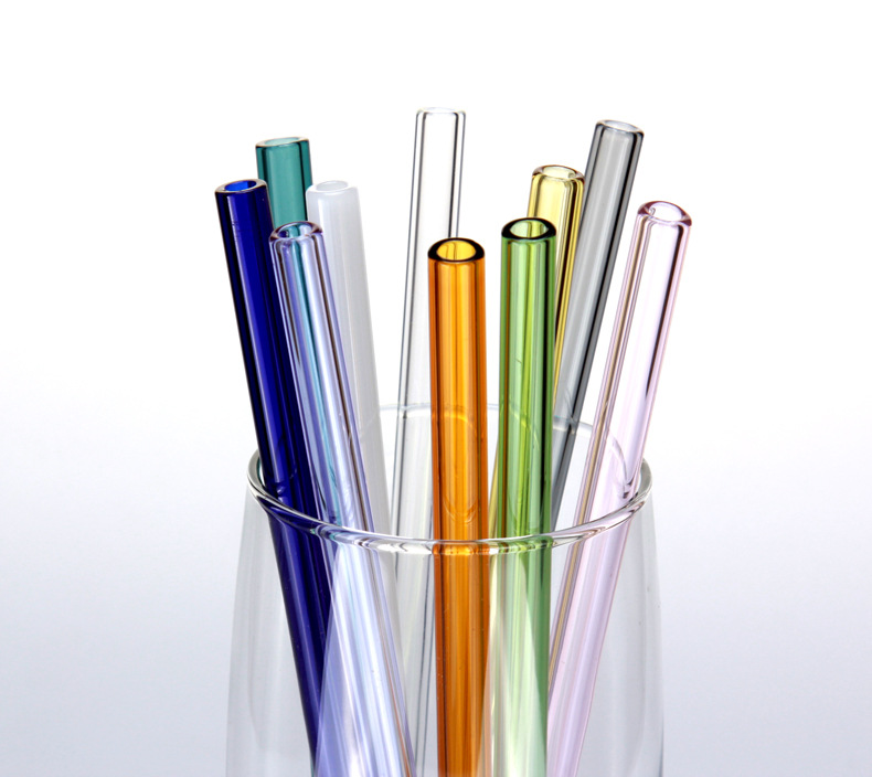 Customized color heat resistant long straight glass decorative drinking straws