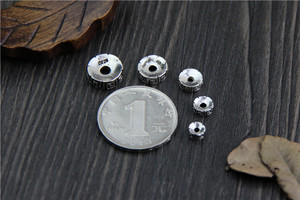 Cuentas espaciadoras redondas planas vintage de Plata de Ley 925 para fabricación de joyas