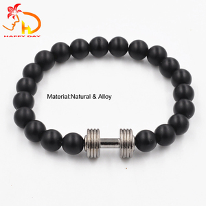 Bracelet haltère en pierre de lave naturelle, bijoux de gymnastique, à perles, vente en gros - Product Image 3