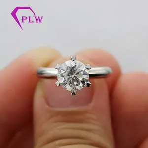 普罗旺斯宝石白金平原戒指 moissanite 戒指 5 克拉