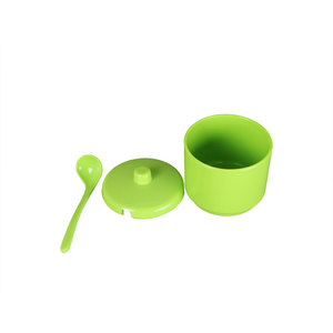 Impreso personalizado Set de 3 verde de plástico 4 oz condimento elegante tarro de especias con cucharas de servir y <span class=keywords><strong>la</strong></span> bandeja - Product Image 1