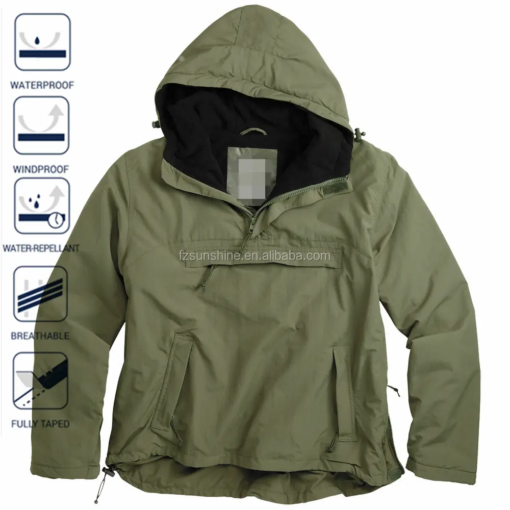 Chaqueta cortavientos táctica personalizada para hombre, color verde del ejército, resistente al agua