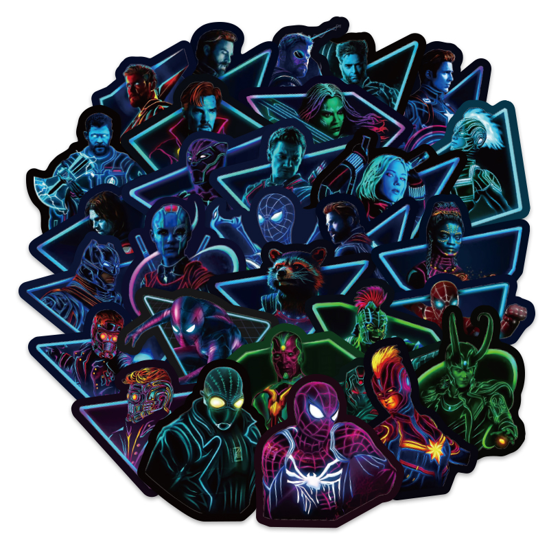 100 шт. дизайн супер герой наклейки с героями комиксов Марвел, стикеры скейтборд мотоцикла чемодан неоновые наклейки