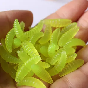 Anmuka Marque Promotion!! VENTE CHAUDE!! 100 PIÈCES 2cm 0.3g ver Grub Leurre Souple Appâts odeur Vers Lueur Crevettes Leurres De Pêche