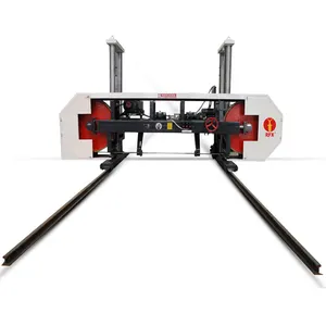 Petrol diesel MJ3706 horizontal mahogany wood log cutting band saw mill machine