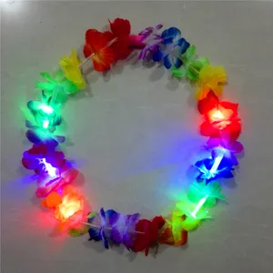 Collar de flores Led hawaianas, cadena de flores artificiales, Lei 2, venta al por mayor