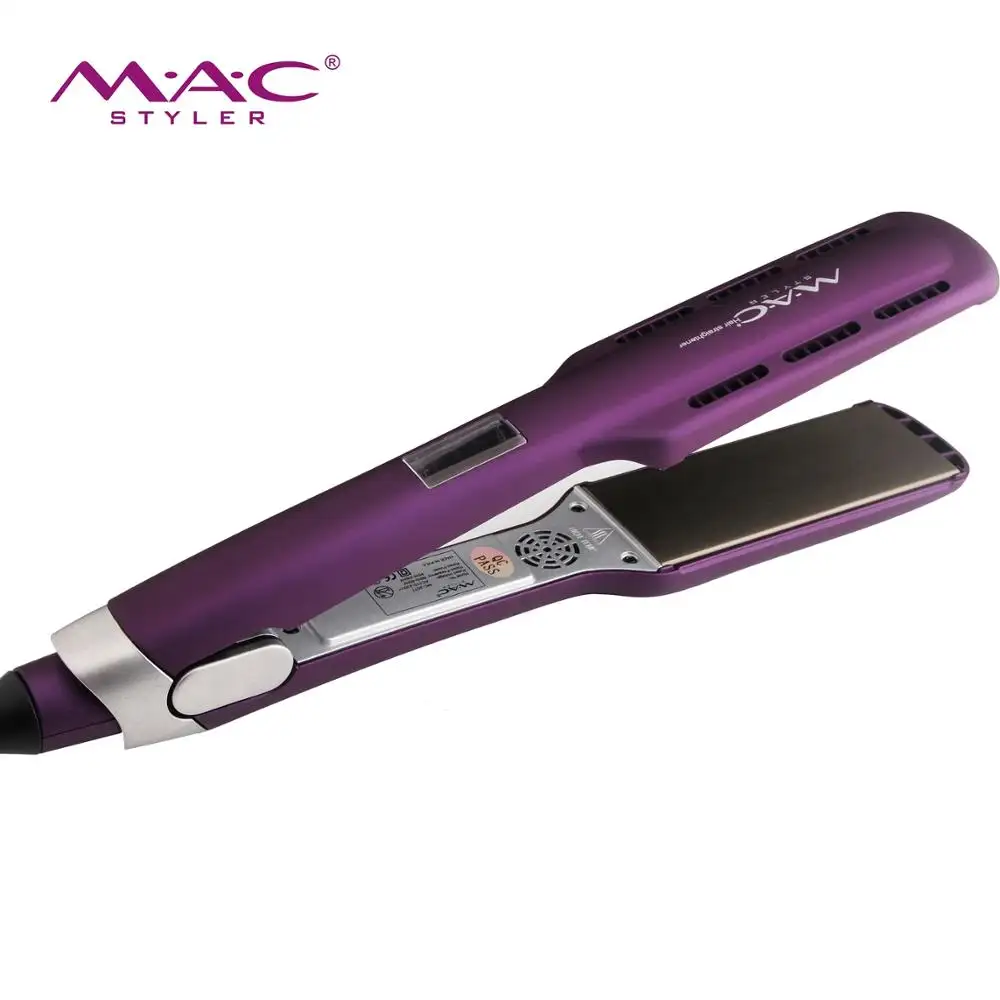 Professionale del Salone di Funzione di Messaggio Vocale Flat Iron Riscalda Up di Curling Sacchetto di Raccolta di Titanio Automatico LCD Raddrizzatore Dei Capelli