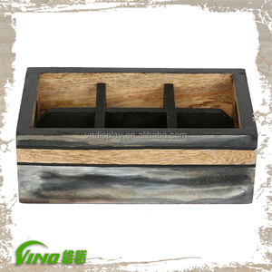 Portabotellas de madera desgastada con organizador multicompartimento para vasos de vidrio para fiestas al aire libre o almacenamiento - Product Image 4