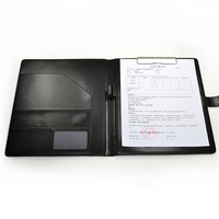 Portalápices y bolsillo Documento A4 Cartera de impresión personalizada Carpeta de archivos de cuero PU con clips de metal
