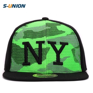 Casquette camouflage pour hommes et femmes, filet vert fluorescent, casquette baseball, 3D NY hip hop, billet plat - Product Image 2
