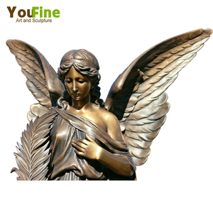 Estatua de ángel de bronce de escultura de Metal con acabado dorado de cobre de gran tamaño - Product Image 3