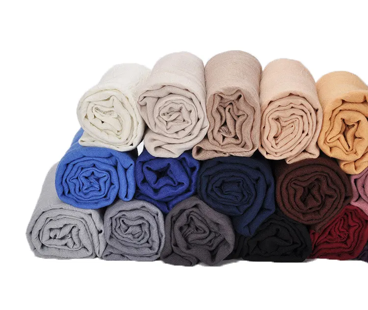 Direct manufacture pure color terylene winter shawl hijab scarf for ladies
