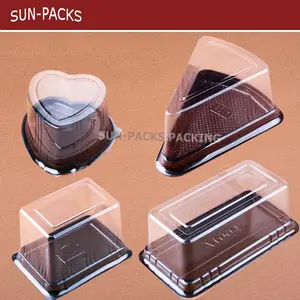 PET/PVC Nampan Kue Cangkir Plastik Dapat Dimmable Ramah Lingkungan Kelas Makanan Hitam/Wadah Blister Clamshell dengan Penutup Bening