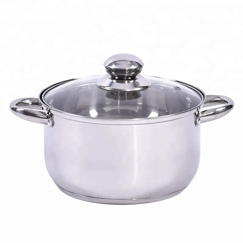 SKU Cảm Ứng 20Cm Đôi S/S Xử Lý Bếp Saucepan Thép Không Gỉ Cookware Với Glass Nắp FH-219-20