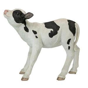 Estatua de vaca para decoración de granja, figurita de resina para jardín