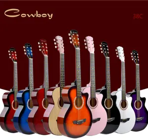 الصين الساخن بيع مصنع الجملة الرخيصة الملونة 38 بوصة الغيتار الصوتية الكهربائية OEM مقبول للمبتدئين