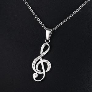 IP placcatura lucidato a specchio in acciaio inox <span class=keywords><strong>musica</strong></span> mote <span class=keywords><strong>collana</strong></span> ciondolo di diamanti - Product Image 6