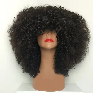 Großhandel billig Afro Curly brasilia nischen 100 jungfräulichen Haar Qingdao hochwertige volle Spitze Echthaar Perücke