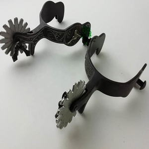 Speroni <span class=keywords><strong>da</strong></span> Equitazione con Cinturino in Pelle, Speroni Antichi Occidentali Intagliati a Mano, Decorativi per <span class=keywords><strong>Stivali</strong></span> <span class=keywords><strong>da</strong></span> Equitazione - Product Image 6