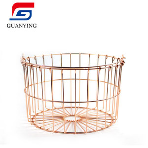 Cesta de alambre <span class=keywords><strong>con</strong></span> asas, cesta de almacenamiento de hierro oro rosa, soportes para verduras, cestas de almacenamiento de despensa tejidas para la colada - Product Image 4