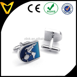 2025 Trung Quốc Sản Xuất Vlink Đồ Trang Sức 2Pcs Rhodium Mạ Tùy Chỉnh Thiết Kế Người Đàn Ông Của Bản Đồ Thế Giới Màu Sắc Màu Xanh Bạc Áo Sơ Mi Khuy Măng Sét - Product Image 3