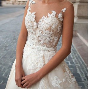 Robe De Mariage ON3019 Luxury A-line Sheer Lace Court Train <strong>Hippie</strong> Wedding <strong>Dresses</strong> Vestidos De Novia Baratos Con Envio Gratis - Product Image 2