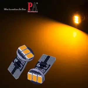 لمبة LED داخلية باللون البرتقالي طراز رقم T10 w5w 501 لمبة LED CANBUS للسيارة من 3 وحدات SMD 5630 PA إضاءة جانبية خلفية
