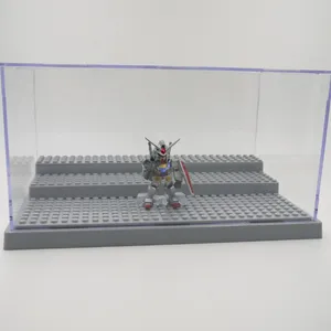 Kotak Wadah Tampilan 3 Langkah, Wadah Pelindung Tahan Debu untuk Balok LEGO Plastik Akrilik