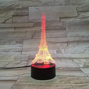 3DモデルランプEiffel Tower形状ledテーブルランプ7色変更3dナイトlight3dテーブル部屋の装飾のため