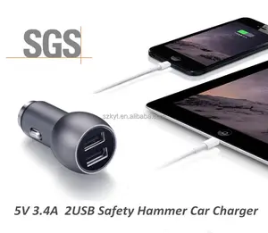 Cargador USB de coche martillo de la seguridad DEL SGS 5V3. 4A con meta para el teléfono inteligente, ipod, registrador del