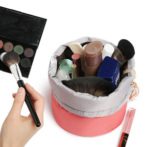 Custom Big Capacity Round Bucket <strong>Drawstring</strong> Travel Flamingo Cactus <strong>Toiletry</strong> Makeup Cosmetic Organizer <strong>Bag</strong> - Product Image 6