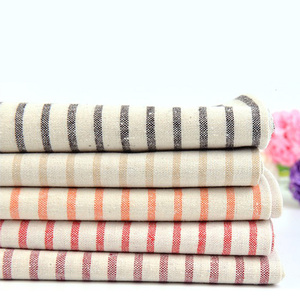 Vente en gros de tissu léger tissé à <span class=keywords><strong>rayures</strong></span> naturelles écologiques 100% pur <span class=keywords><strong>lin</strong></span> coton mélangé pour la confection de robes pour femmes - Product Image 1