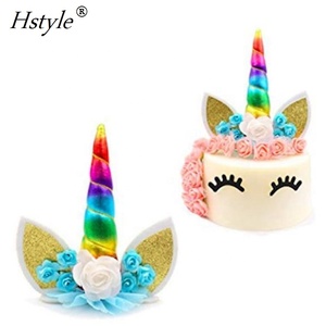 Decorazioni per il <span class=keywords><strong>Primo</strong></span> <span class=keywords><strong>Compleanno</strong></span>, Set di Topper per Torta Fatti a Mano con Unicorno Dorato, Decorazioni per Festa a Tema Unicorno per Baby Shower - Product Image 2