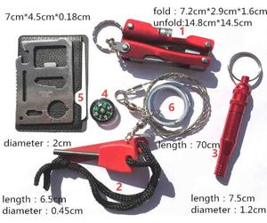 Kit de survie 6 en 1, kit d'équipement d'urgence SOS pour l'extérieur avec boîte en étain pour le camping, la randonnée, les voyages, l'escalade et les aventures - Product Image 2
