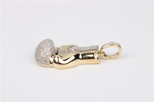 Pendentif hip Hop plaqué or 10k, 50 pcs, collier, réglage de diamants, bon marché - Product Image 5