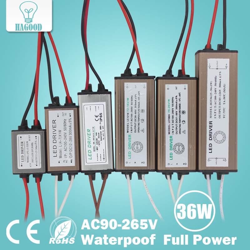 1-36 Вт IP65 водонепроницаемый светодиодный свет драйвер AC85-265V DC3-136V светодиодный трансформатор адаптер питания для напольный светильник/чипы