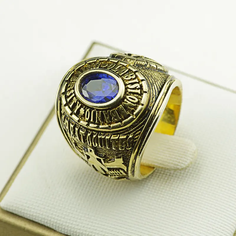 3D เครื่องพิมพ์ที่กำหนดเองโบราณแหวนทองออกแบบแหวนฟุตบอลกีฬาชิงแชมป์แหวนทองเหลือง