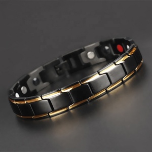 MECYLIFE due toni IP nero acciaio inossidabile energico potenti uomini bracciale germanio - Product Image 1