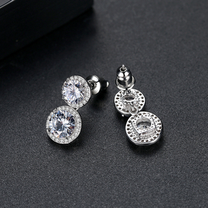 LUOTEEMI Bán Buôn Giá Rẻ Thời Trang Tím Fancy A AA + CZ Kim Cương Nhỏ Đôi Vòng Thanh Lịch Drop Earrings - Product Image 6