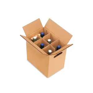 Kotak Karton Pengiriman Anggur 6 Botol Bir Daur Ulang dengan Sisipan Kertas