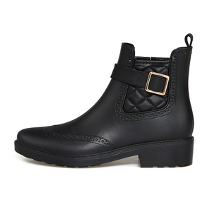 Stivaletti <span class=keywords><strong>con</strong></span> <span class=keywords><strong>Tacco</strong></span> Basso dal Design Unico, <span class=keywords><strong>Stivali</strong></span> <span class=keywords><strong>da</strong></span> <span class=keywords><strong>Pioggia</strong></span> Neri in Gomma per Donne - Product Image 3