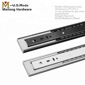 Meilong Phần Cứng Tủ Bếp Phụ Kiện 45 Mềm Đóng Kính Thiên Văn Kênh/Tự Đóng Cửa Ngăn Kéo Trượt Đường Sắt Với Bóng Mang - Product Image 2