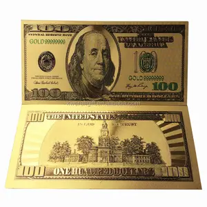 रंगीन 24K अमेरिकी डॉलर बिल सोने की पन्नी पैसे स्मारिका के लिए नोट
