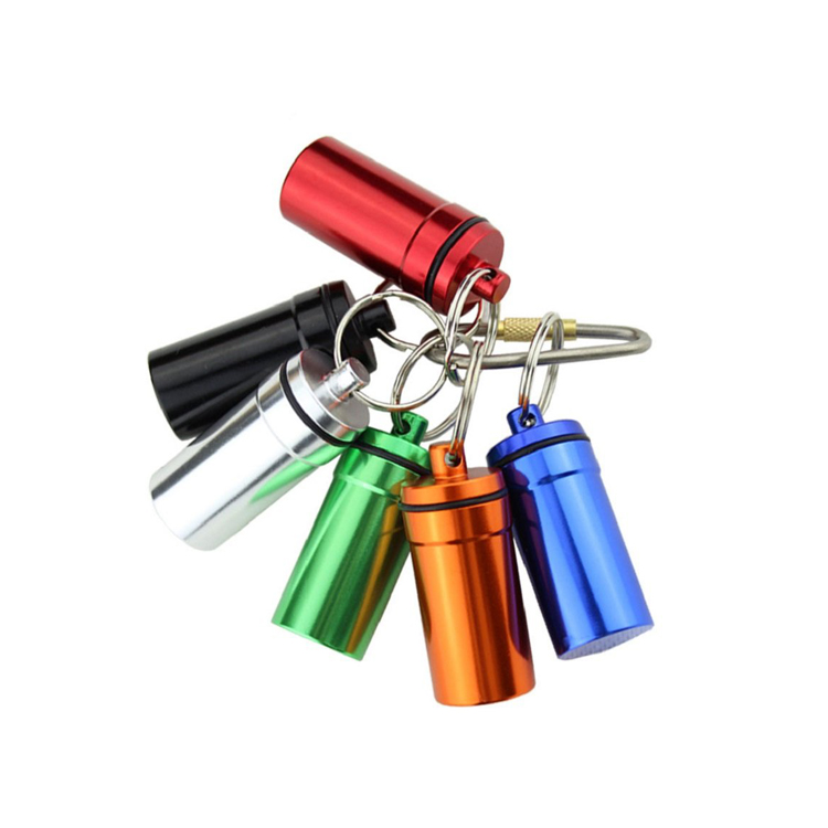 MM-APB006 водонепроницаемый алюминиевый контейнер для таблеток с брелоком, портативный контейнер для улицы