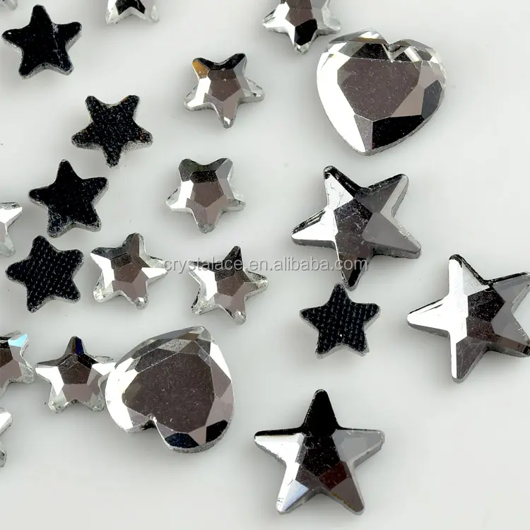Hot selling Star en hartvormige hotfix glas stenen, DMC ijzer op strass kristallen voor DIY